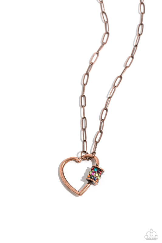 Paparazzi Affectionate Attitude Copper Necklace. Get Free Shipping #P2RE-CPXX-224XX.
