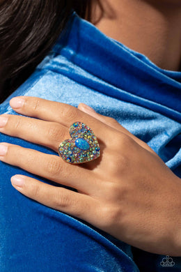 Paparazzi Bejeweled Beau Blue Rings for Women. P4ST-BLXX-029XX. Life of the party Heart Ring