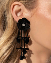 Load image into Gallery viewer, Floral Future Black Earrings Paparazzi Jewelry. April 2024 Life of the party earrings. Free Shipping

