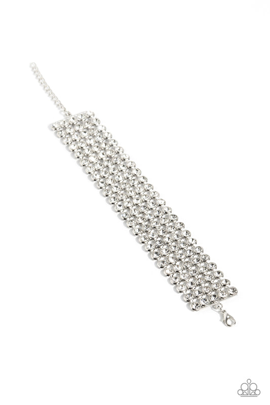 Paparazzi GLASSY Gallery White Rhinestone Bracelet. #P9RE-WTXX-571XX. Get Free Shipping.