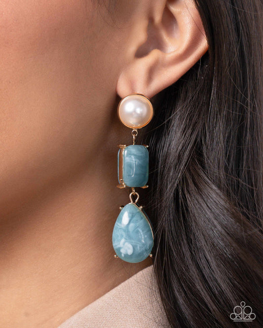 Marbled Masterpiece Blue Post Earrings Paparazzi Accessories $8 Jewelry. #P5PO-BLXX-199DB.