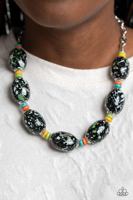 Paparazzi No Laughing SPLATTER Green Necklace. Subscribe & Save. #P2ST-GRXX-121XX
