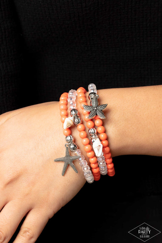 Paparazzi Ocean Breeze Orange $8 Bracelet. Get Free Shipping. #P9WH-OGXX-101XX. Sea Shell Starfish