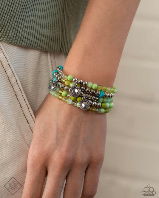 Paparazzi April 2024 Fashion Fix Bracelet: "Poignant Pairing - Green" (P9SE-GRXX-176UZ). Ships Free