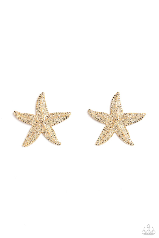 Starfish Season Gold Earring Paparazzi Accessories. #P5PO-GDXX-243XX. Subscribe & Save. Star Fish