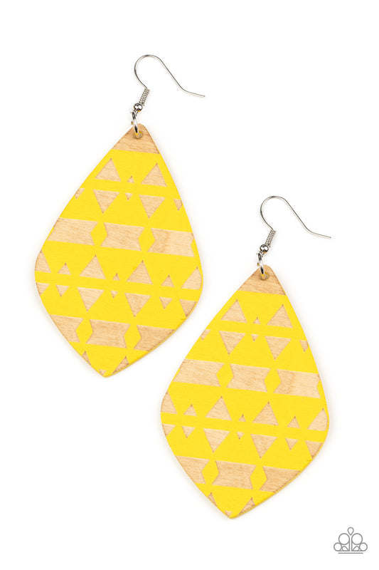 Paparazzi Zimbabwe Zoo Yellow Earring. Tribal Pattern $8 Earrings. Free Shipping. #P5SE-YWXX-143XX