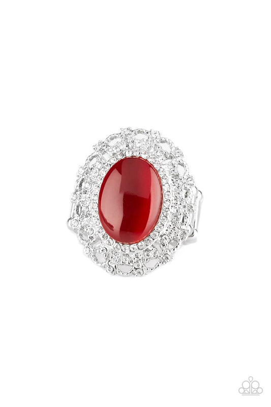 BAROQUE The Spell Red Ring Paparazzi Accessories.Subscribe & Save. P4RE-RDXX-090XX.Red Cat's stone.