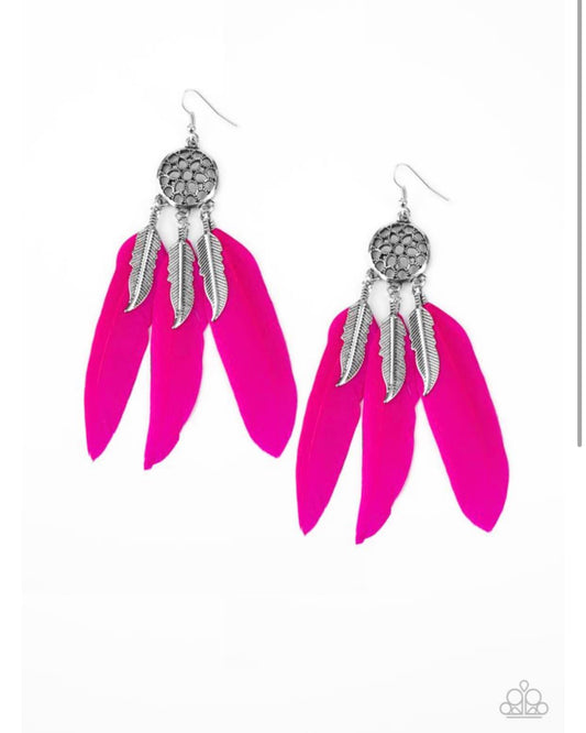 Paparazzi In Your Wildest DREAM-CATCHERS Pink Earrings