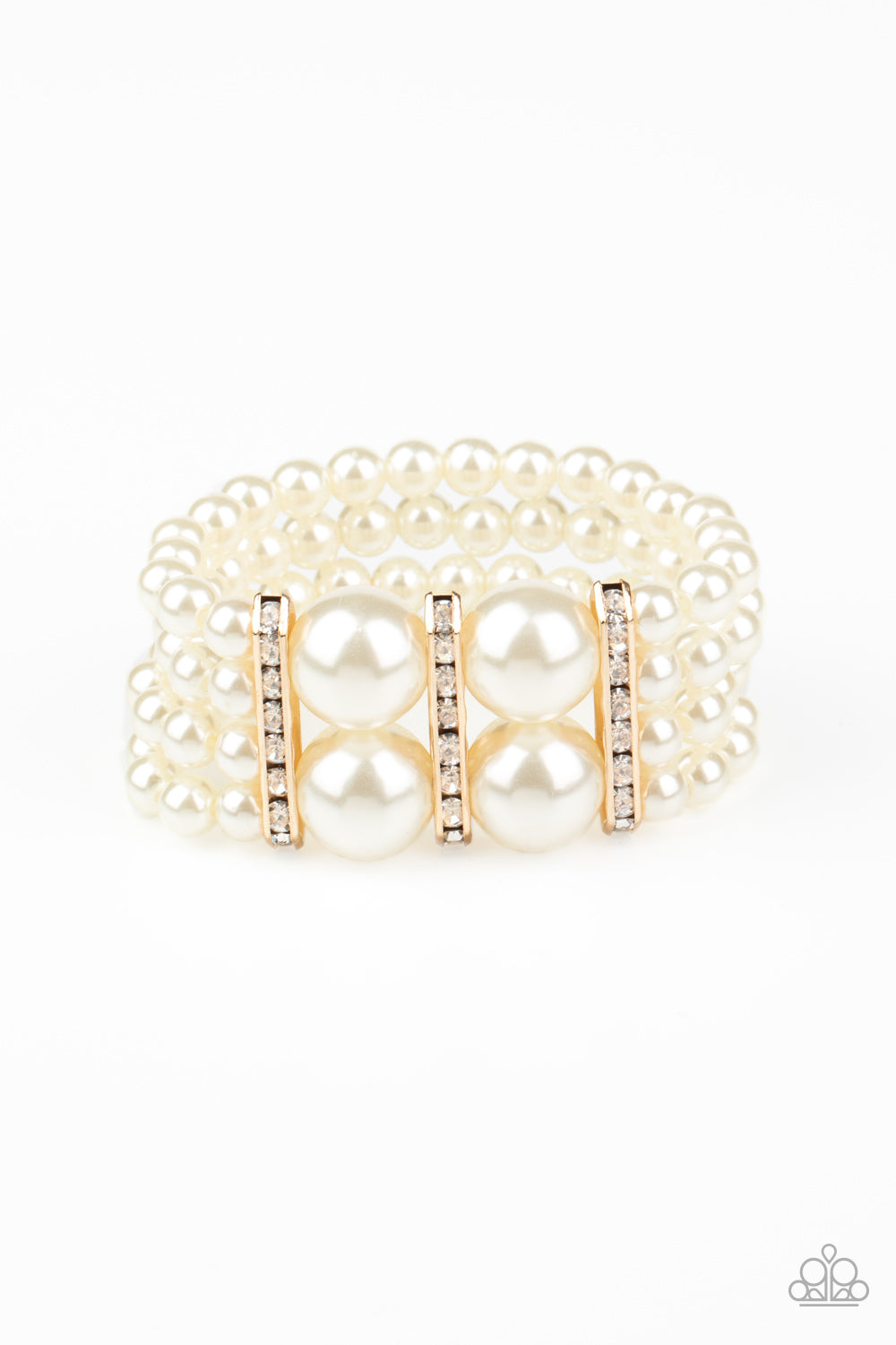 Romance Remix Gold Bracelet with White Pearls Paparazzi $5 Accessories. Subscribe & Save!