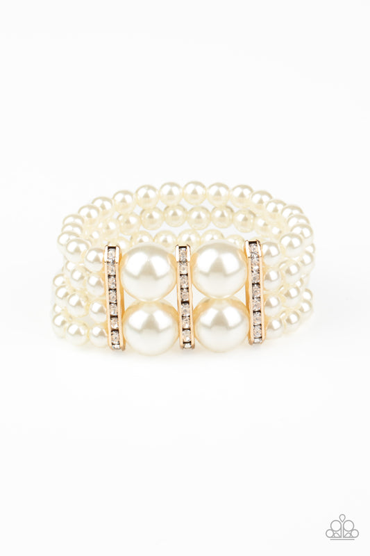 Romance Remix Gold Bracelet with White Pearls Paparazzi $5 Accessories. Subscribe & Save!