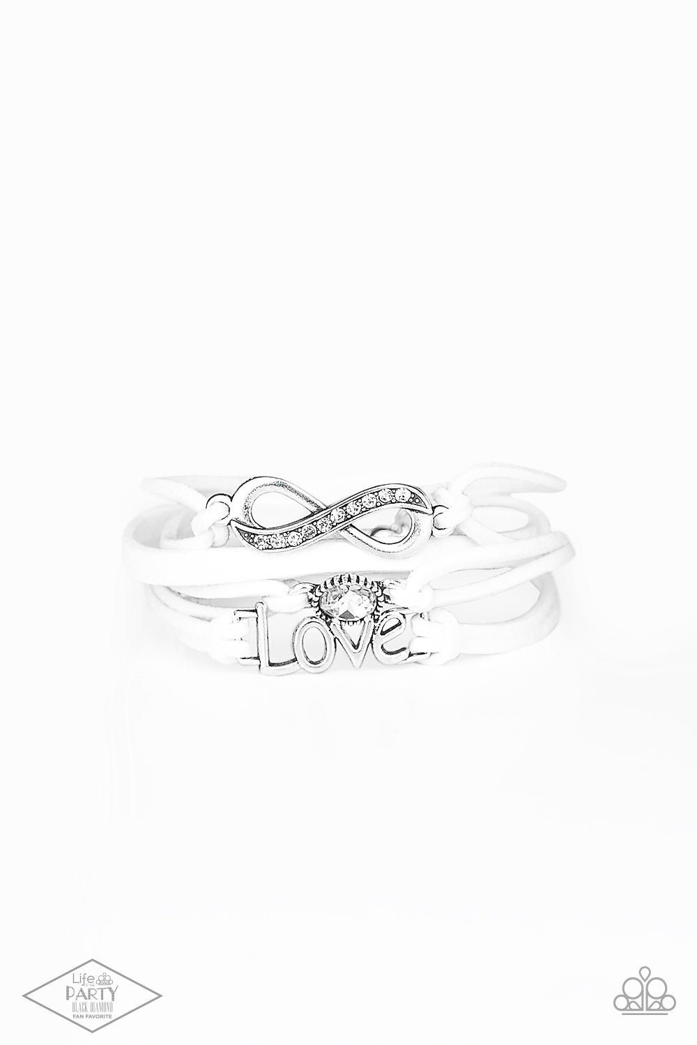 Infinitely Irresistible White Love Suede Knot Bracelet Paparazzi Accessories. Get Free Shipping