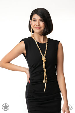 Paparazzi SCARFed for Attention - Gold Necklace. Get Free Shipping.  #P2IN-GDXX-010XX