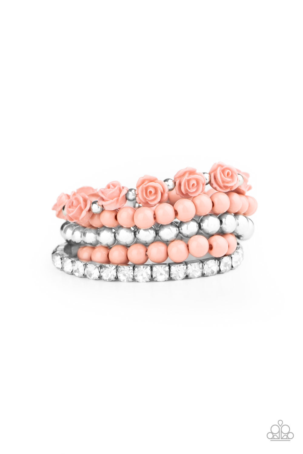 Paparazzi Rose Garden Grandeur - Pink Stretchy Rose Bracelet. Convention 2020 exclusive