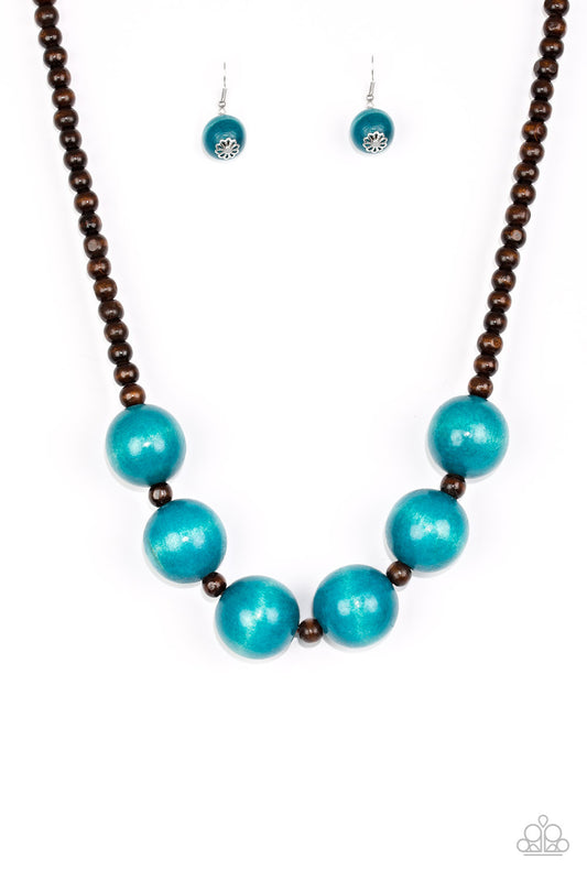 Oh My Miami - Blue Wooden Necklace Paparazzi