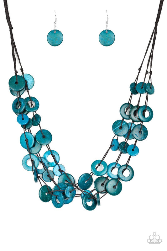 Paparazzi Wonderfully Walla Walla - Blue Wooden Necklace
