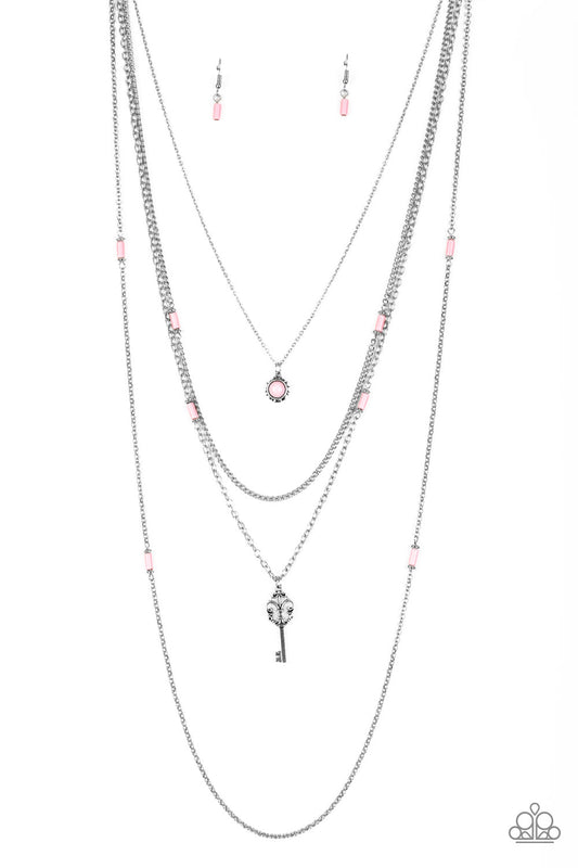 Paparazzi Necklace ~ Key Keynote - Pink