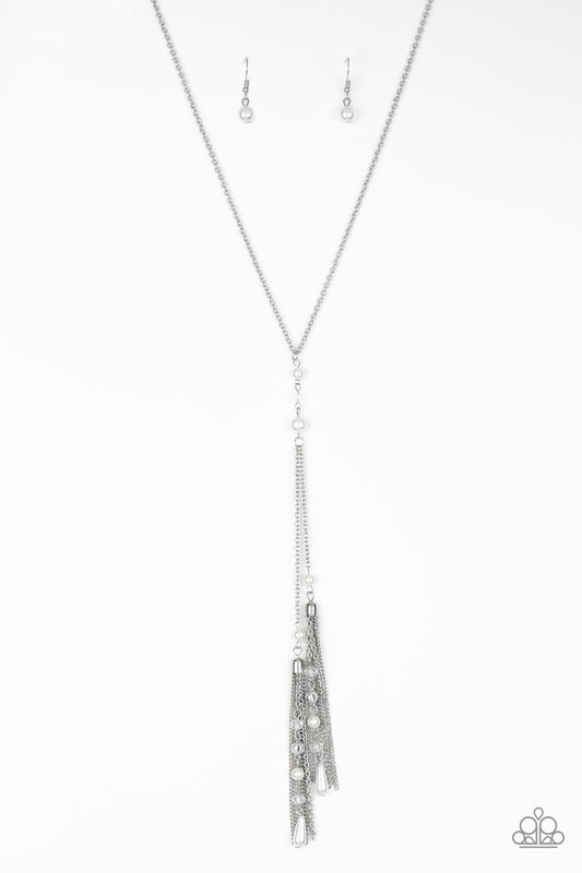 Paparazzi Necklace ~ Timeless Tassels - Silver