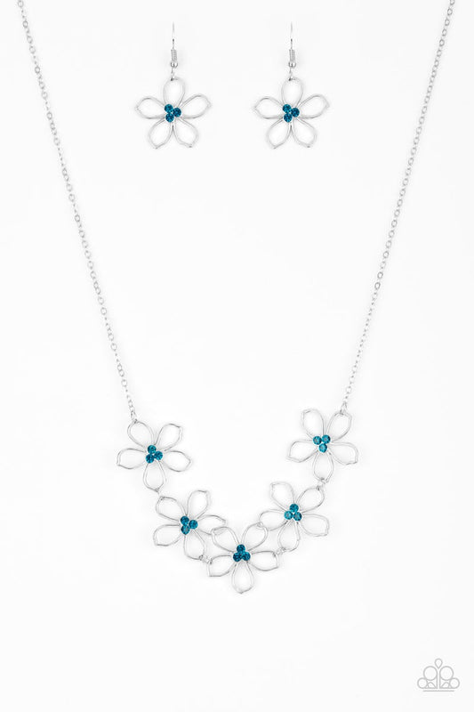 Paparazzi Hoppin Hibiscus - Blue Floral Necklace Dainty