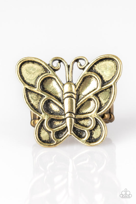 Sky High Butterfly Brass Ring Paparazzi Accessories Butterfly Ring in an antique brass. Ships Free!