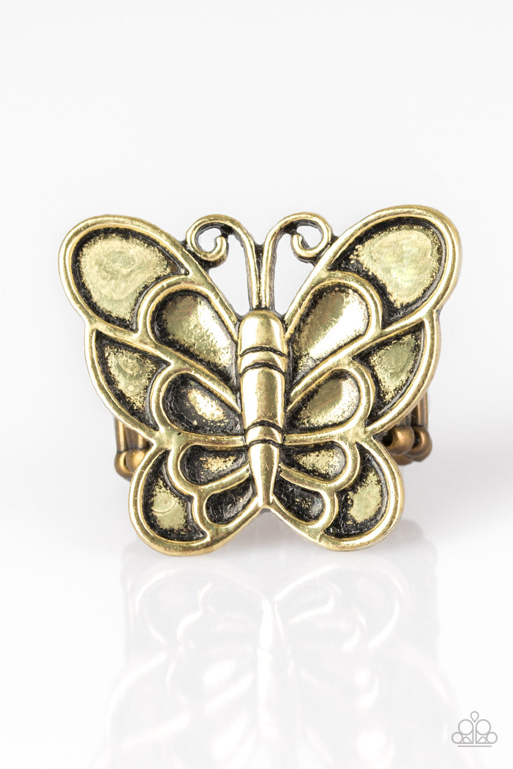 Sky High Butterfly Brass Ring Paparazzi Accessories Butterfly Ring in an antique brass. Ships Free!