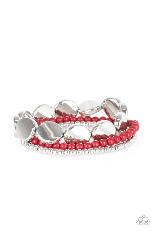 Paparazzi Beyond The Basics Red Stretchy Bracelet. Get Free Shipping, #P9WH-RDXX-117XX