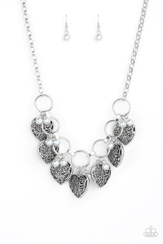 Paparazzi Necklace ~ Very Valentine - Silver Heart Necklace