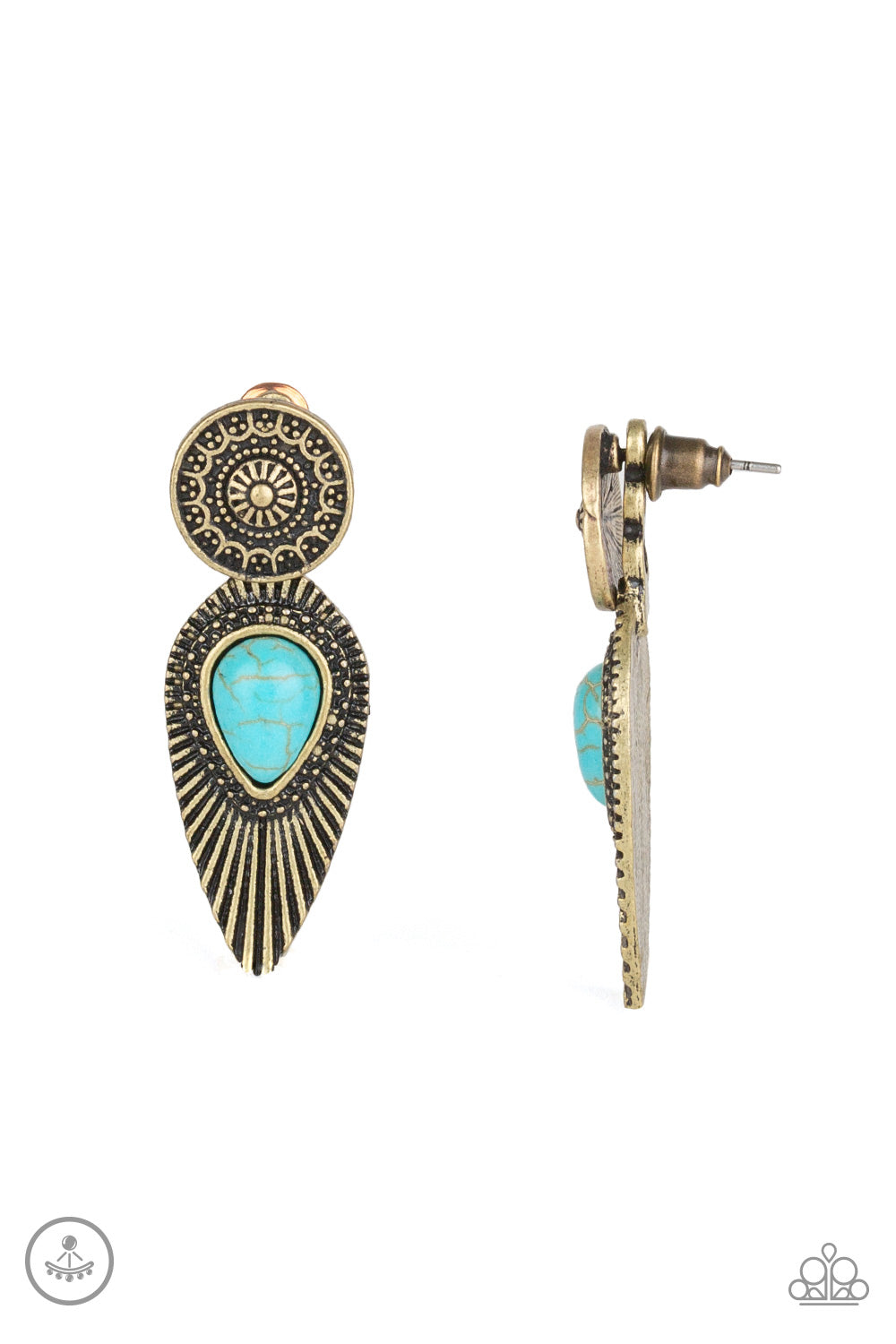 Fly Into the Sun Brass Earrings Paparazzi Accessories online at AainaasTreasureBox #P5PO-BRBL-041XX