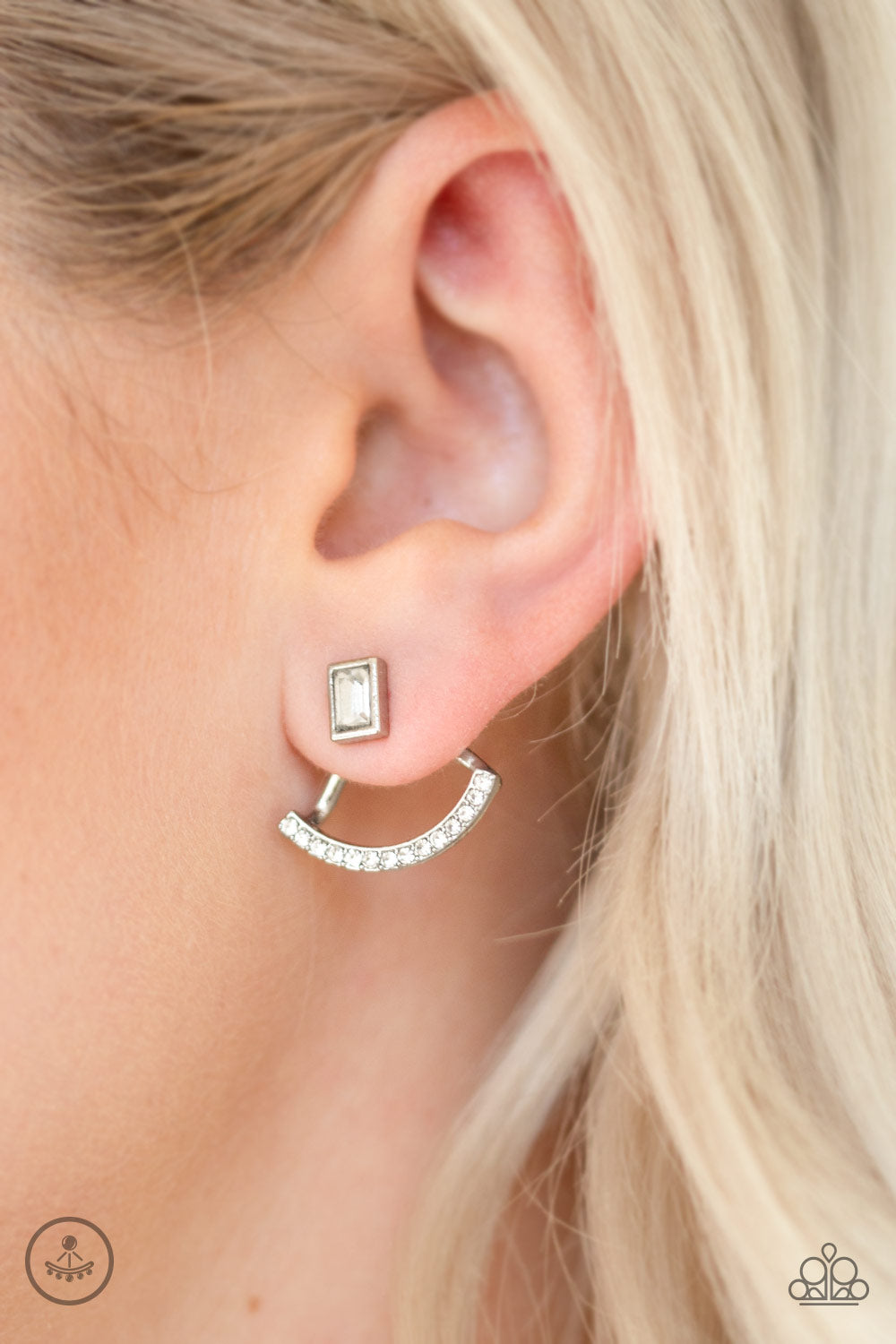 Paparazzi Earring ~ Delicate Arches - White