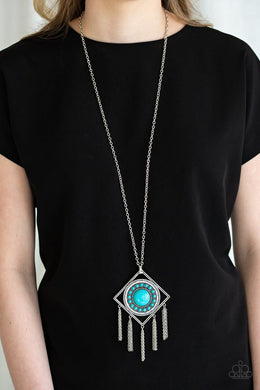 Sandstone Solstice - Blue Necklace Paparazzi Accessories Long Necklace