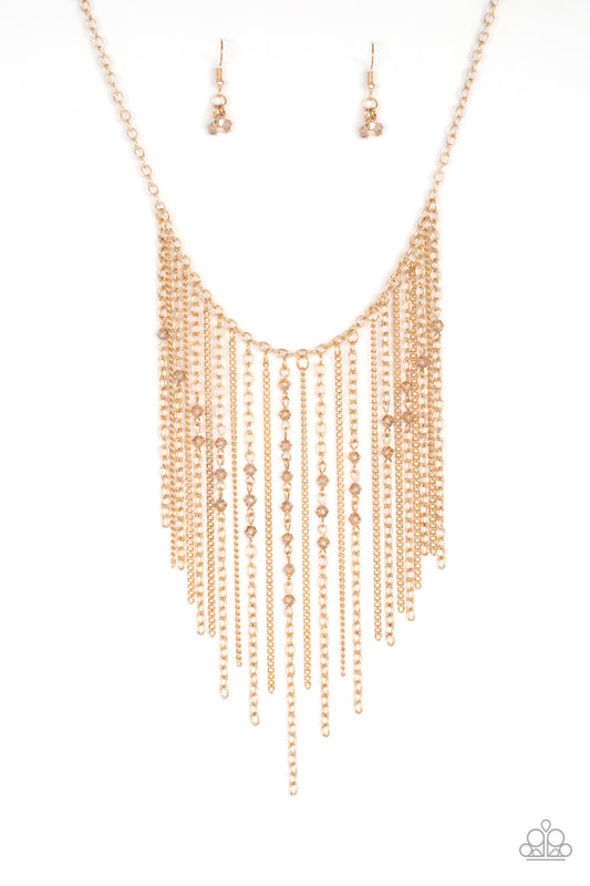 First Class Fringe Gold necklace Paparazzi Accessories. #P2ST-GDXX-046XX. Subscribe & Save