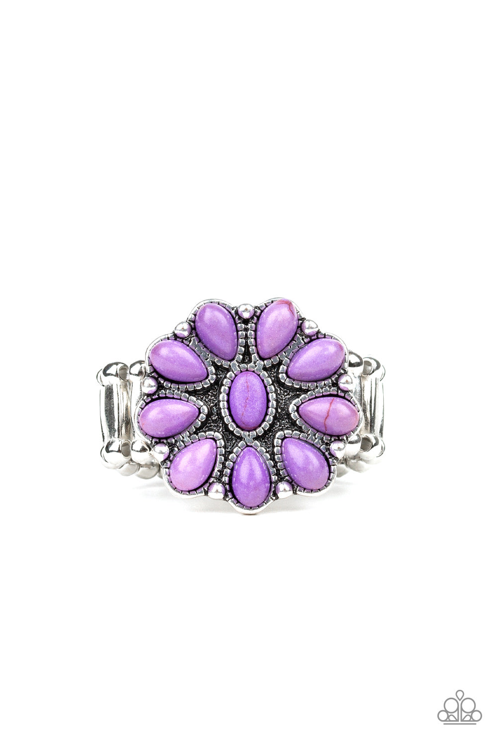 Stone Gardenia Purple Floral Ring Paparazzi Accessories. #P4SE-PRXX-051XX. Subscribe and Save.
