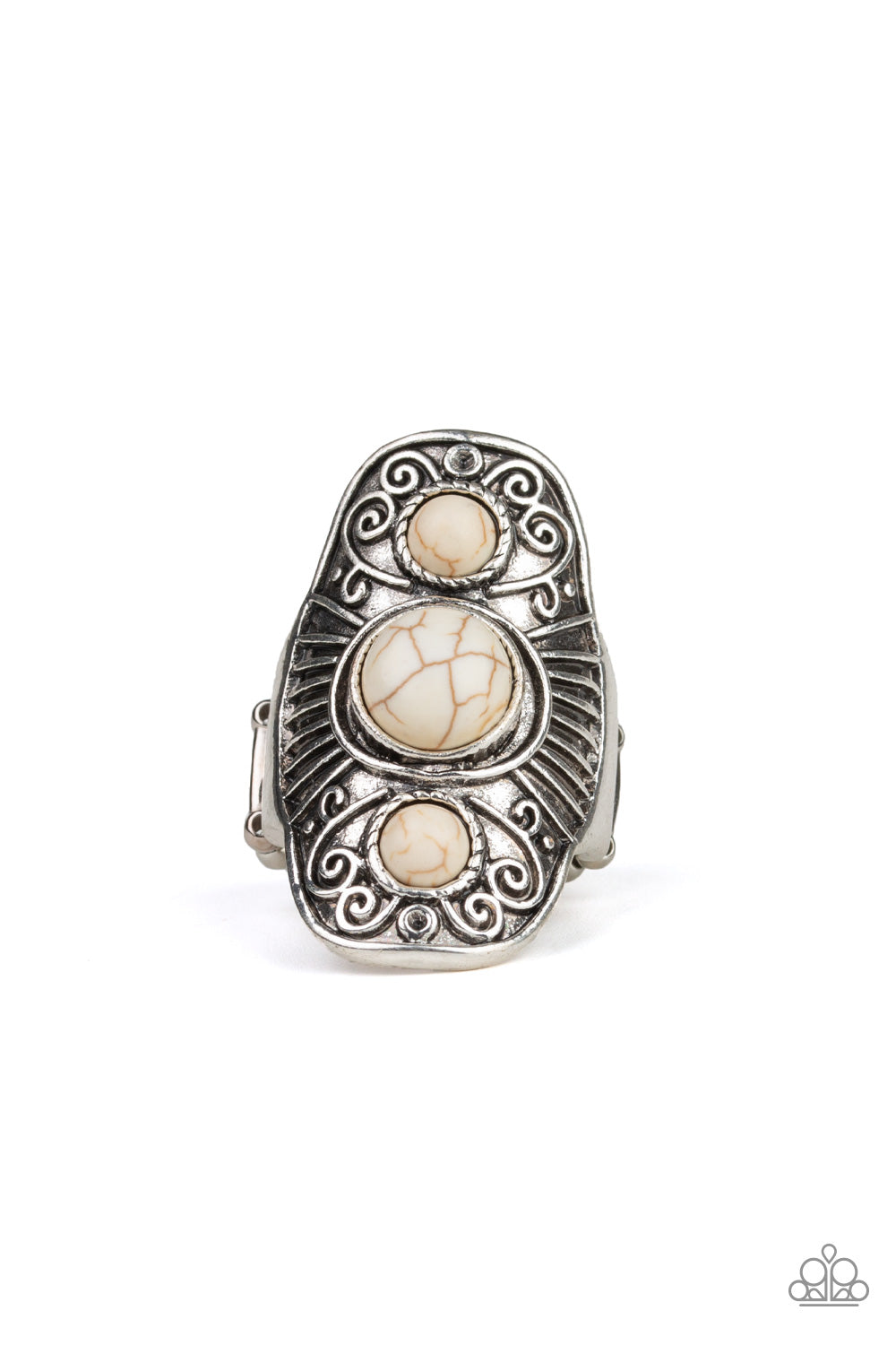 Paparazzi Ring ~ Stone Oracle - White - Empower Me Pink Exclusive