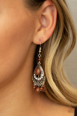 Floating On HEIR - Brown Earring Paparazzi Accessories. Get Free Shipping! #P5WH-BNXX-114XX