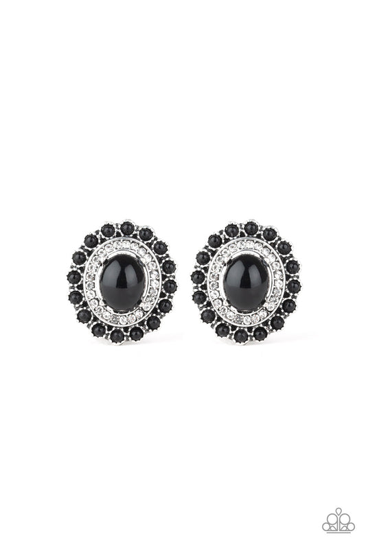 Floral Flamboyance - Black Earrings Paparazzi Accessories #P5PO-BKXX-128XX