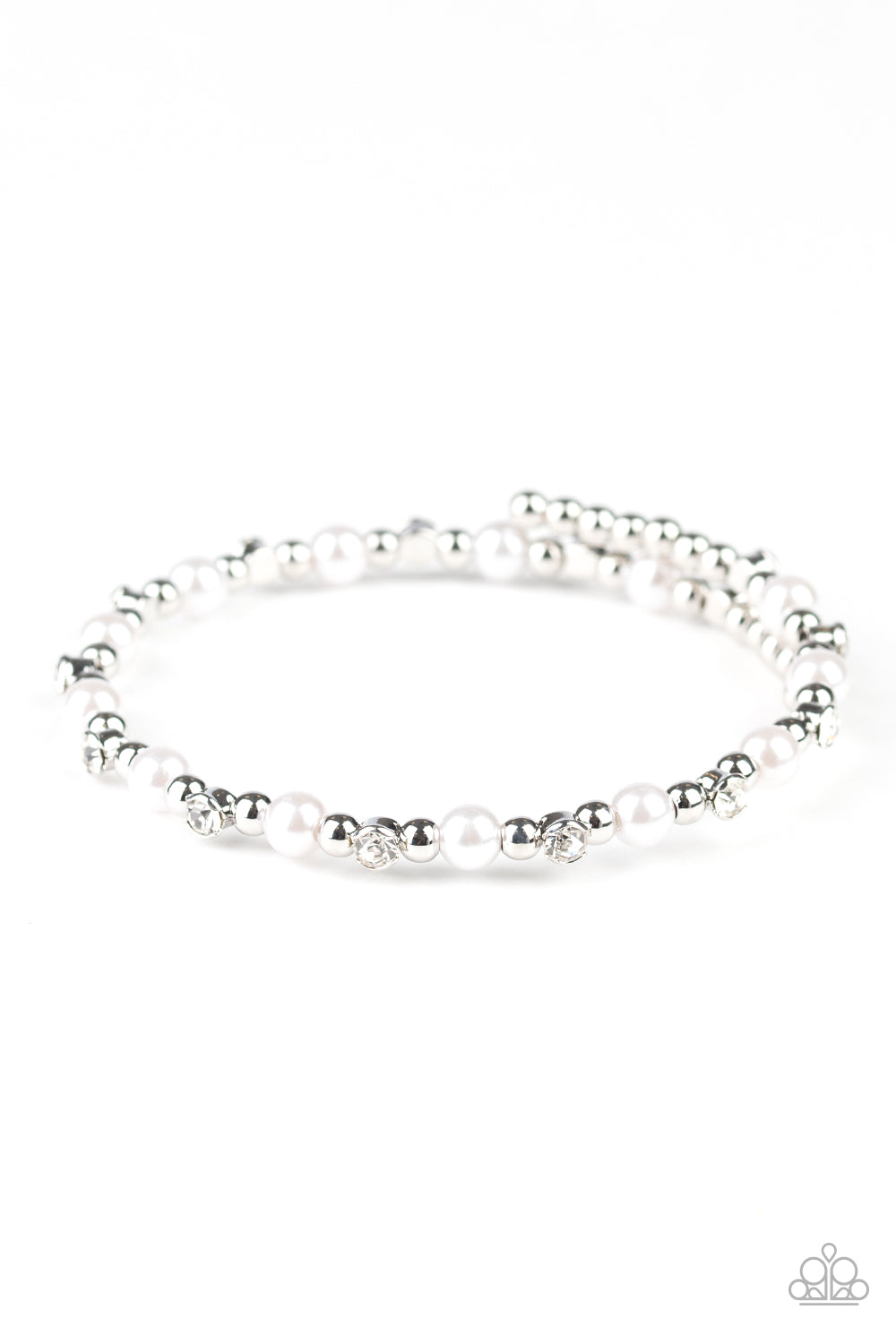 Paparazzi Bracelet ~ Decadently Dainty - White Coil Bracelet