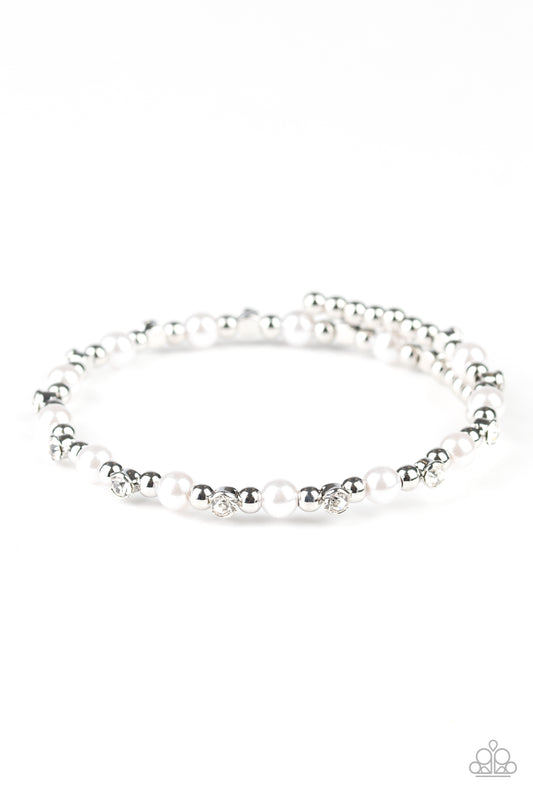 Paparazzi Bracelet ~ Decadently Dainty - White Coil Bracelet