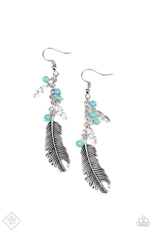 Find Your Flock Blue Earring Paparazzi Accessories life like silver feather free-spirited finish