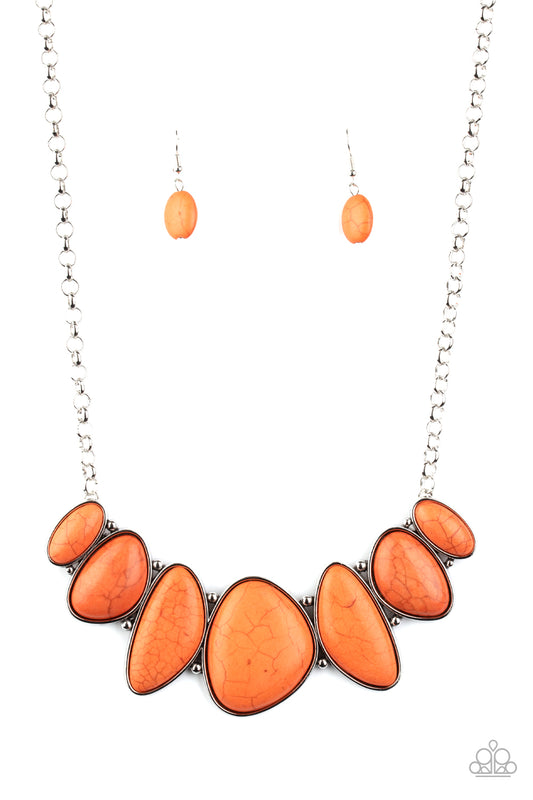 Paparazzi Primitive Orange Necklace. #P2ST-OGXX-055XX. Statement Bold $5 Necklace.