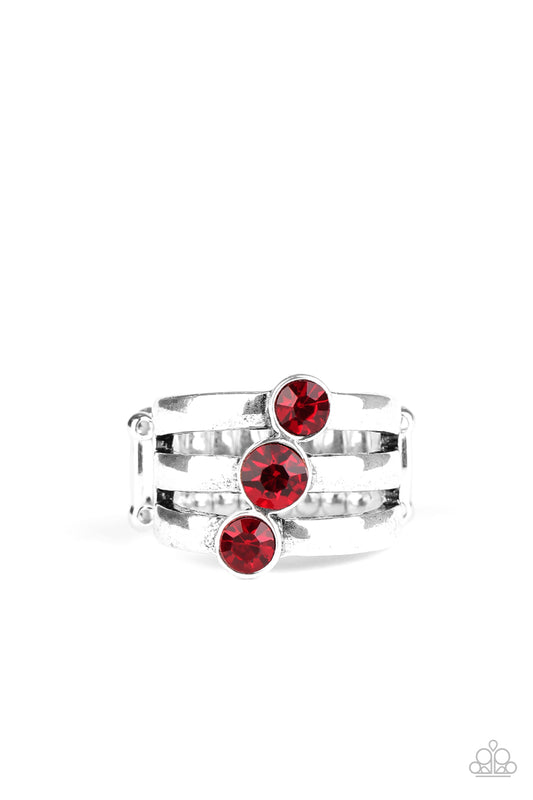 Paparazzi Ring ~ Triple The Twinkle - Red