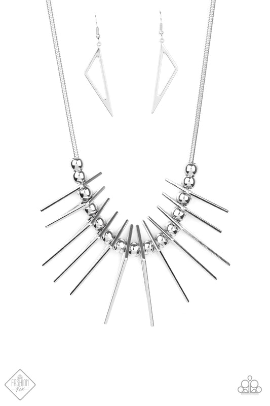 Fully Charged - Silver Necklace Fashion Fix Paparazzi Accessories