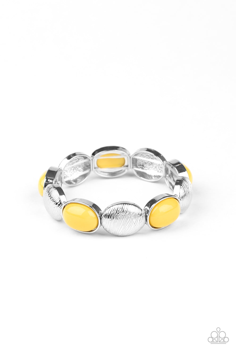Paparazzi Bracelet ~ Decadently Dewy - Yellow Stretchy Bracelet