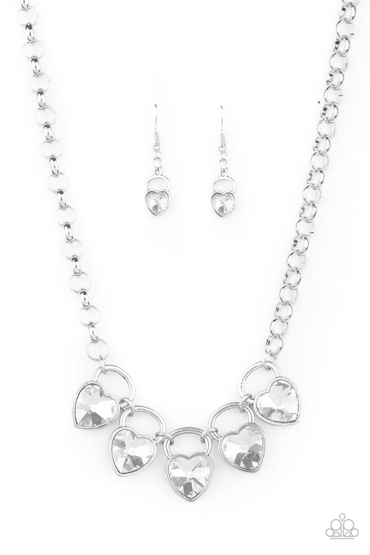 HEART On Your Heels White Necklace Paparazzi Accessories. #P2WH-WTXX-270XX. Get Free Shipping!