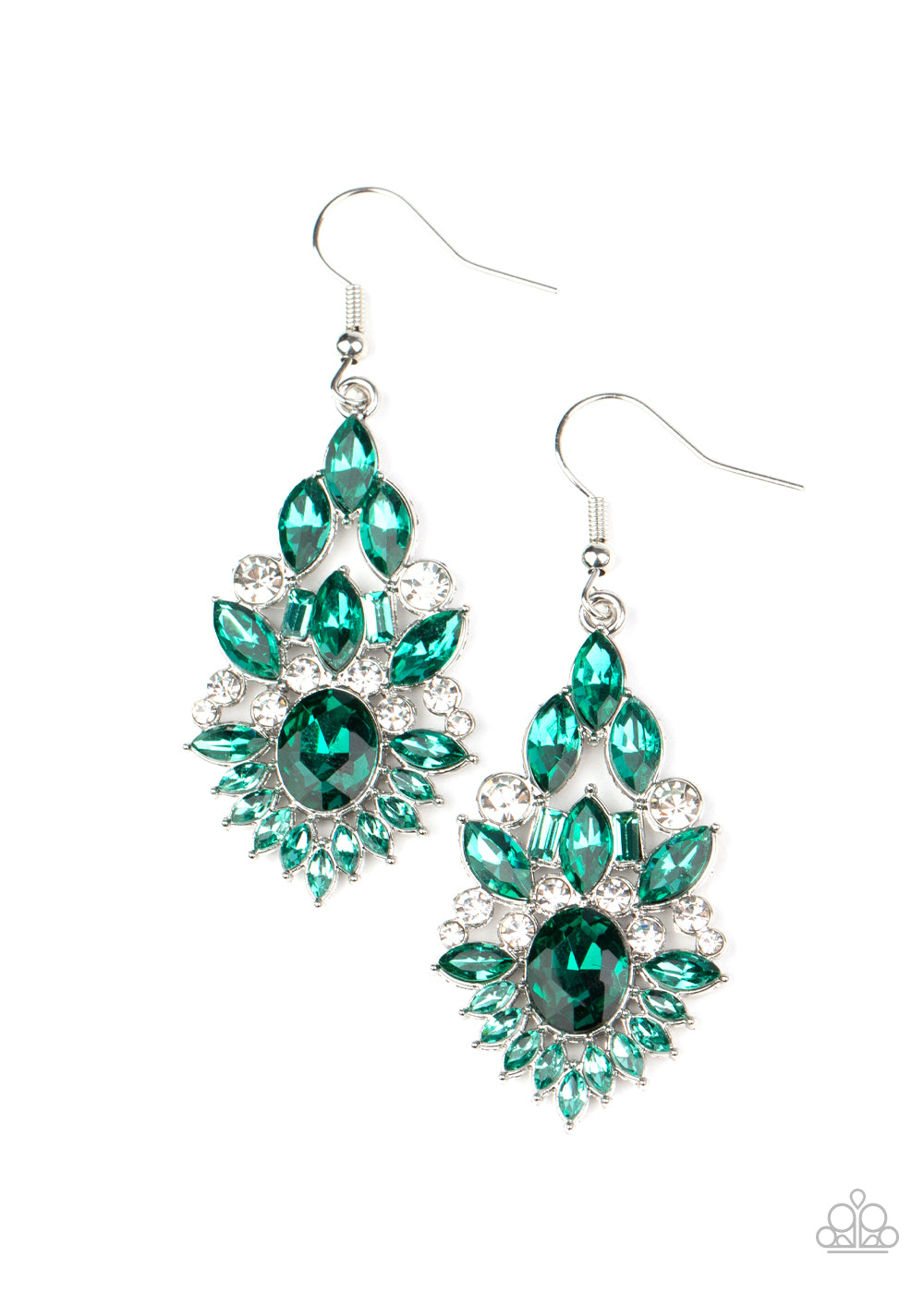 Paparazzi Ice Castle Couture Green Emerald Earring