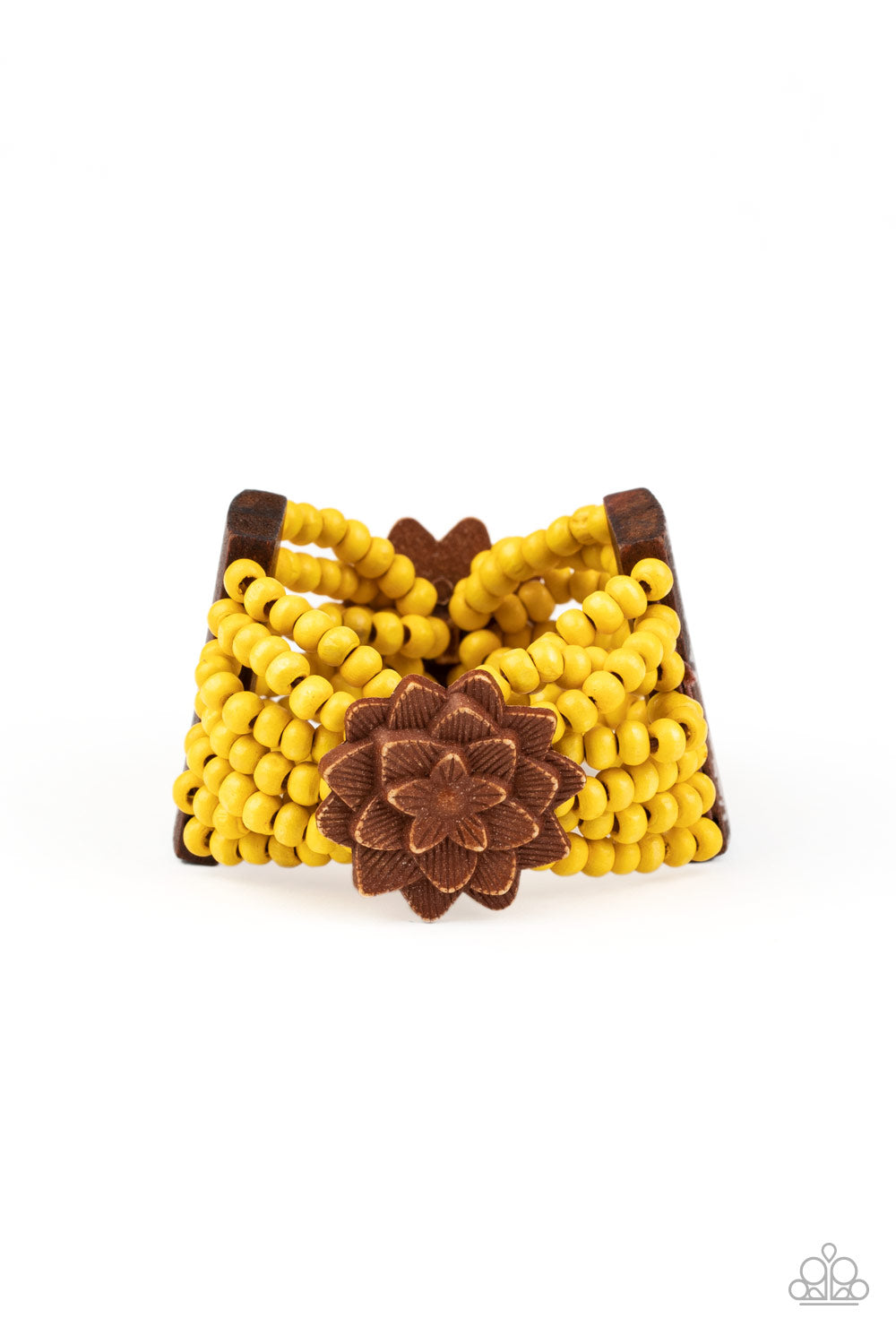 Paparazzi Bracelet ~ Tropical Sanctuary - Yellow Wooden Bracelet