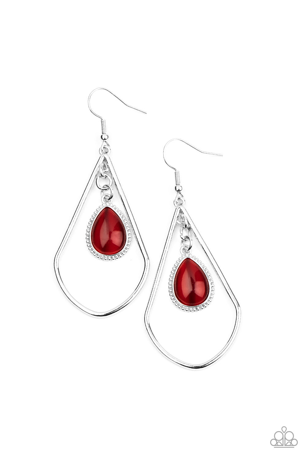 Paparazzi Ethereal Elegance - Red Cat's Eye Stone Earrings $5 Jewelry #P5RE-RDXX-112XX