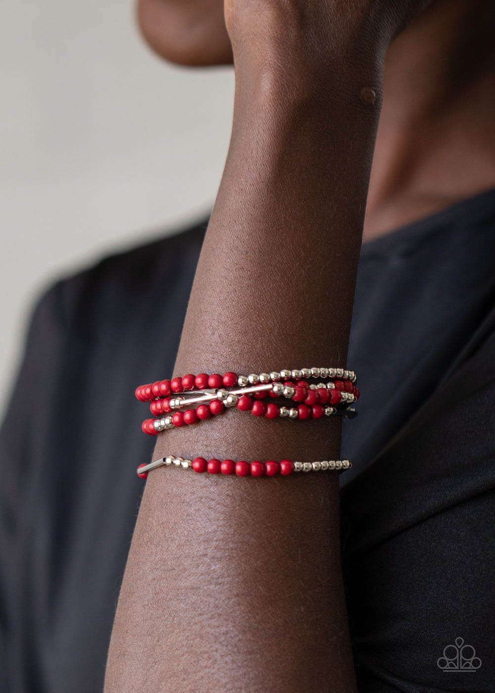 BEAD Between The Lines - Red Bracelet Paparazzi Accessories