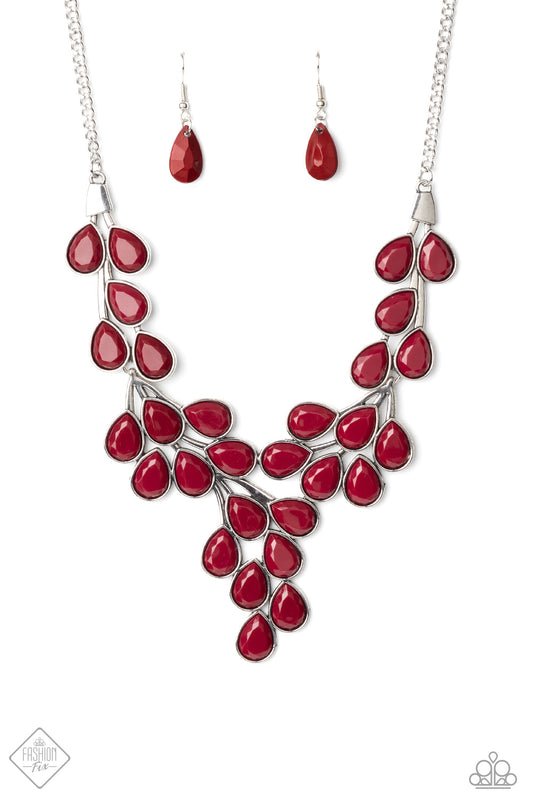 Eden Deity - Wine Red Necklace Paparazzi Accessories Short Necklace Vine Like Pattern