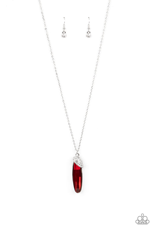 Spontaneous Sparkle - Red Necklace Paparazzi Accessories Five Dollar Jewelry #P2RE-RDXX-178XX