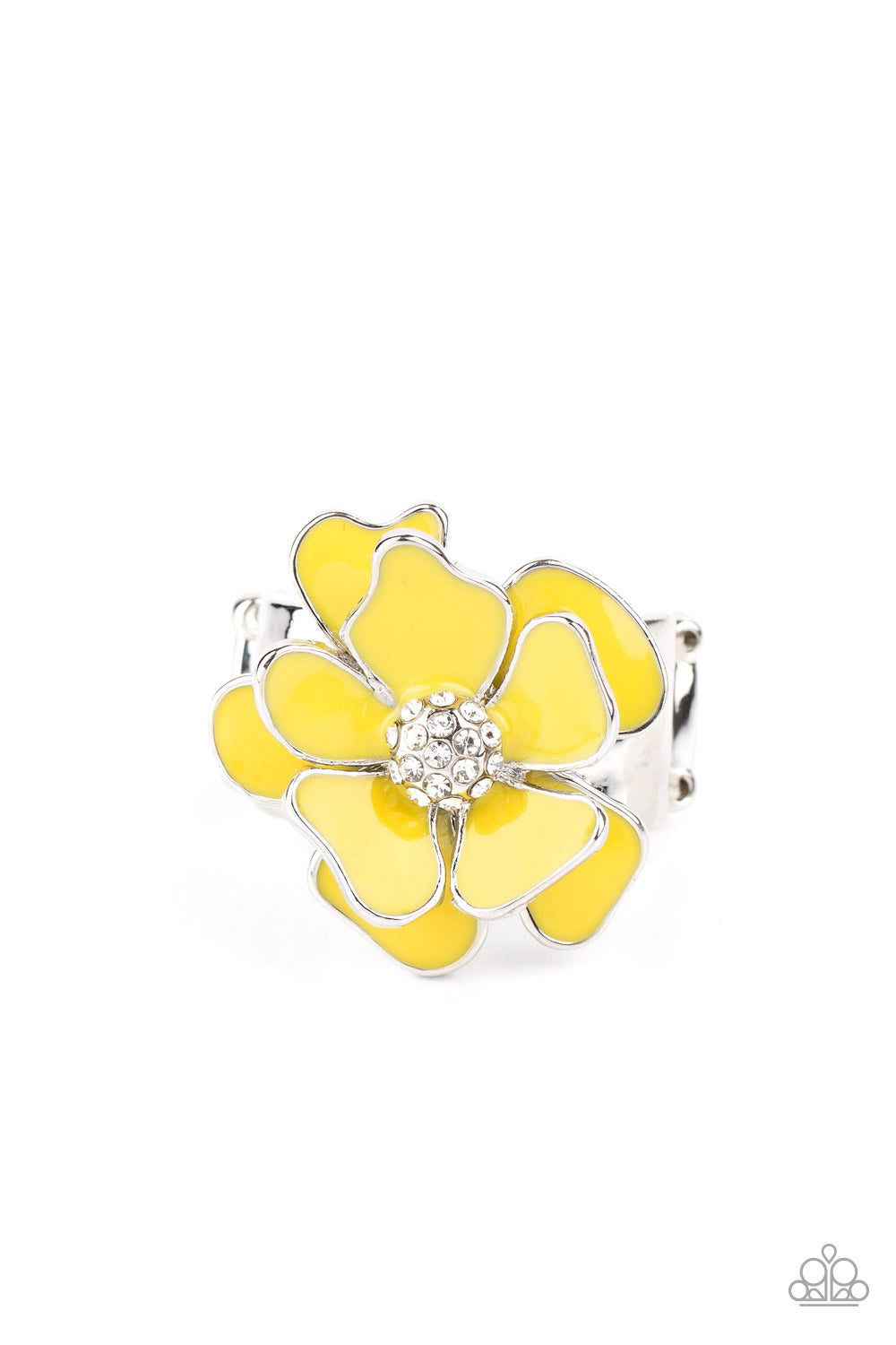 Hibiscus Holiday Yellow Ring Paparazzi Accessories. #P4WH-YWXX-133XX. Paparazzi $8 jewelry