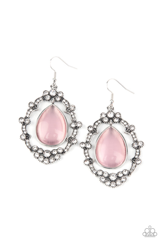 Icy Eden Pink Cat's Eye Stone Earring Paparazzi Accessories. #P5WH-PKXX-188XX. Subscribe & Save